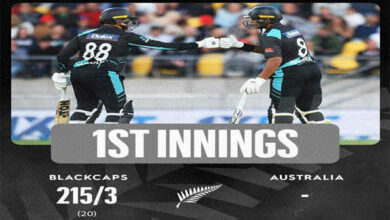 Photo of टी-20 मुकाबले में न्यूजीलैंड ने ऑस्ट्रेलिया को दिया 216 रनों का लक्ष्य